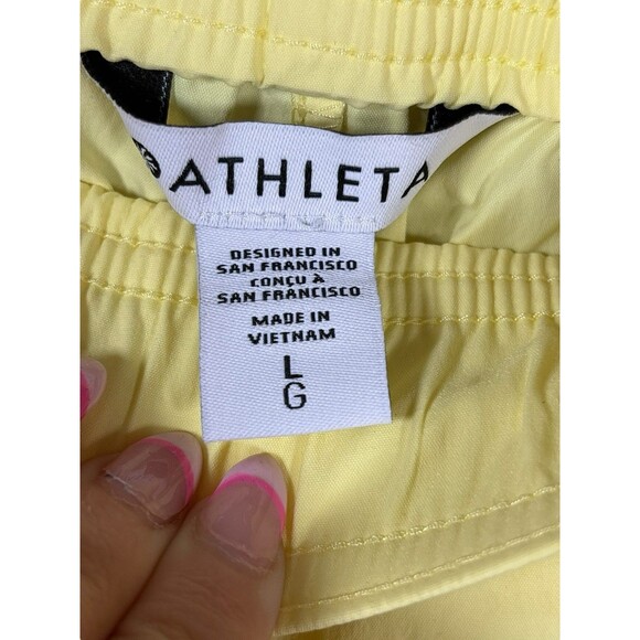 Athleta NWT Midday Short Women’s L‎ Butter Yellow Poplin Protection Activewear - Picture 3 of 8